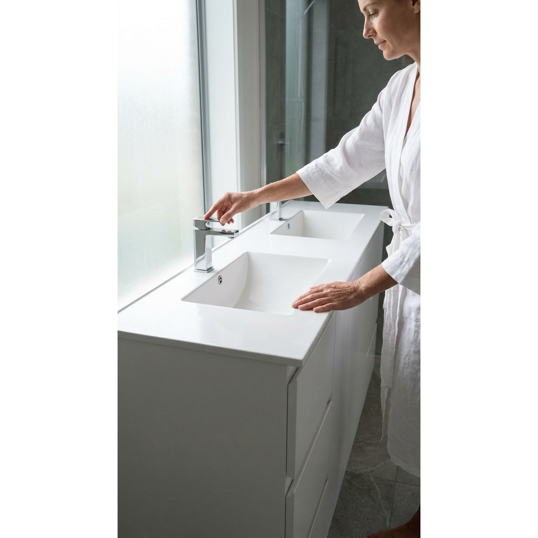 Aspire Unity II 1500 D/Bowl Vanity F/Stand White 1 Tap Hole