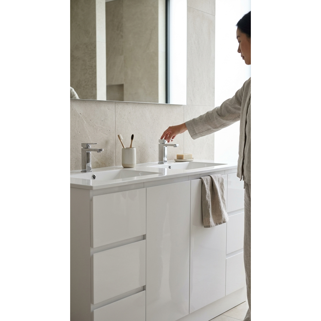 Aspire Unity II 1500 D/Bowl Vanity F/Stand White 1 Tap Hole