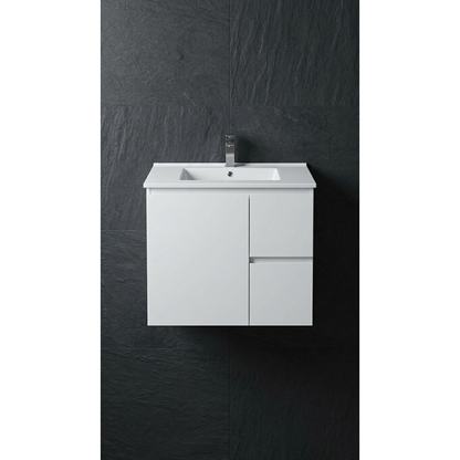 Aspire Unity II 750 Vanity 1 Tap Hole W/Hung C/W Sq Ceramic Top White