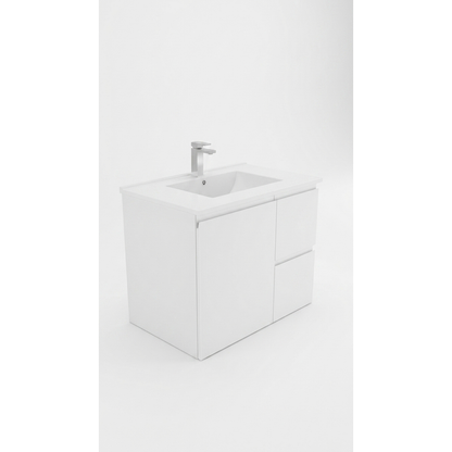 Aspire Unity II 750 Vanity 1 Tap Hole W/Hung C/W Sq Ceramic Top White