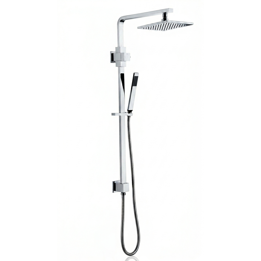 Aspire Unity Rail Shower Twinner Square C/P C/W Shower Head