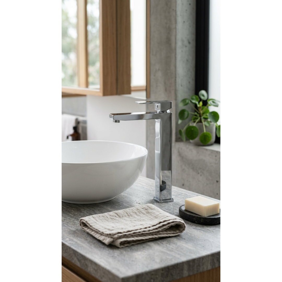 Aspire Unity Square Hi Rise Vessel Mixer Chrome