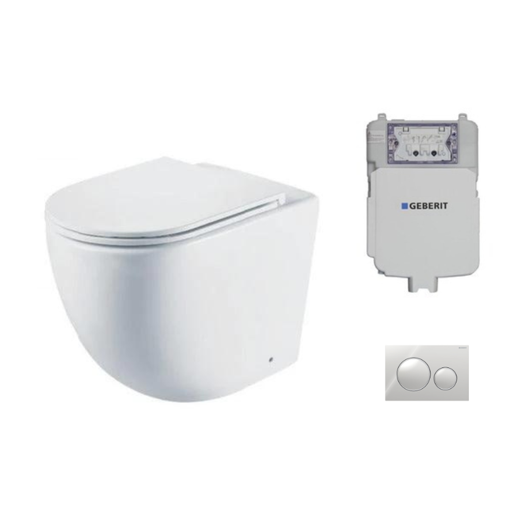 Aspire Urban II Wf Inwall Suite Round C/P Button Cistern Seat &amp; Pan