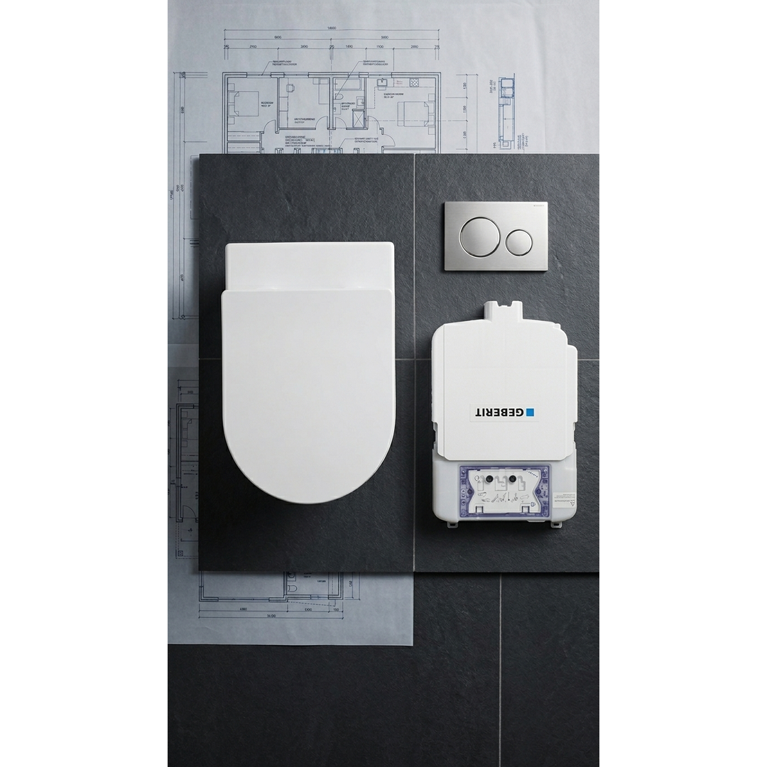 Aspire Urban II Wf Inwall Suite Round C/P Button Cistern Seat &amp; Pan
