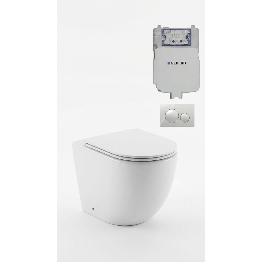 Aspire Urban II Wf Inwall Suite Round C/P Button Cistern Seat &amp; Pan