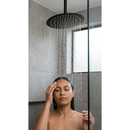 Aspire Within 250Mm Ss Round Shower Head Matte Black