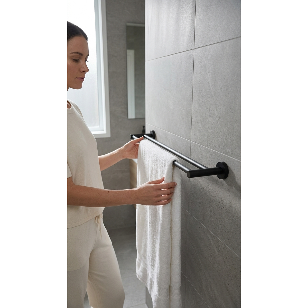 Aspire Within 600Mm Double Towel Rail Matte Black