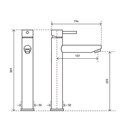 Aspire Within Pin Lever Basin Mixer Tall Matte Black