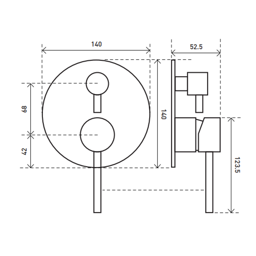 Aspire Within Pin Lever Shower-Divertor Mixer Matte Black
