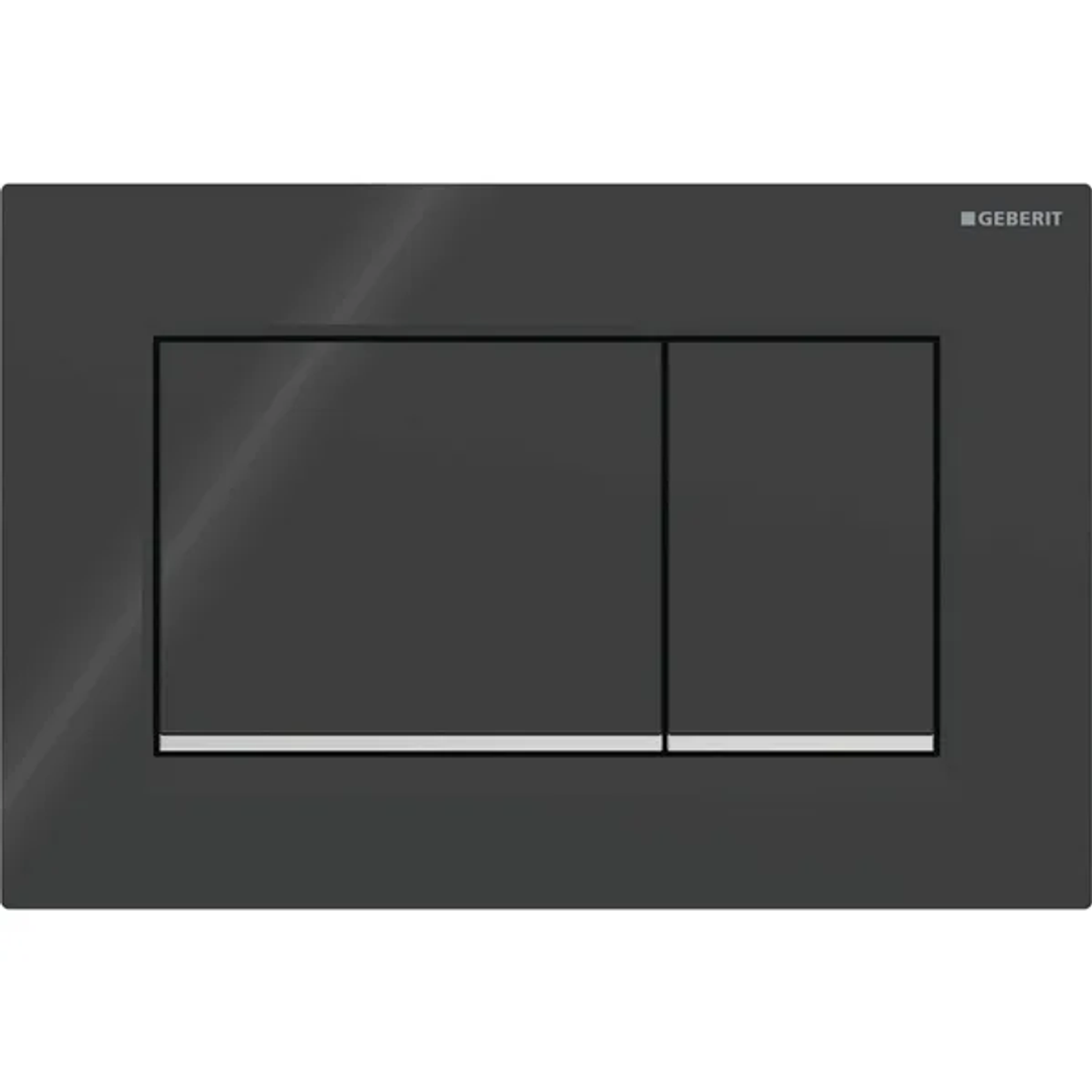Aspire Urban II Wf Inwall Suite Square Black Button Cistern Seat &amp; Pan