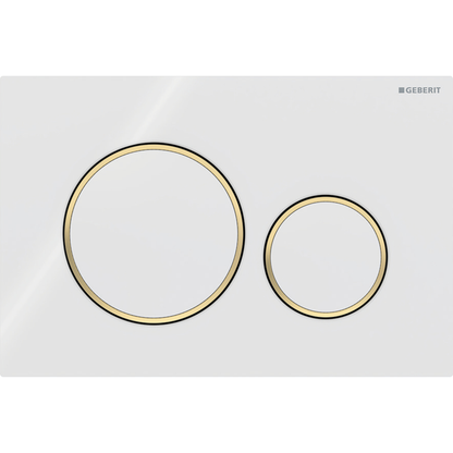 Aspire Urban II Wf Inwall Suite Round White &amp; Gold Button Cistern Seat &amp; Pan