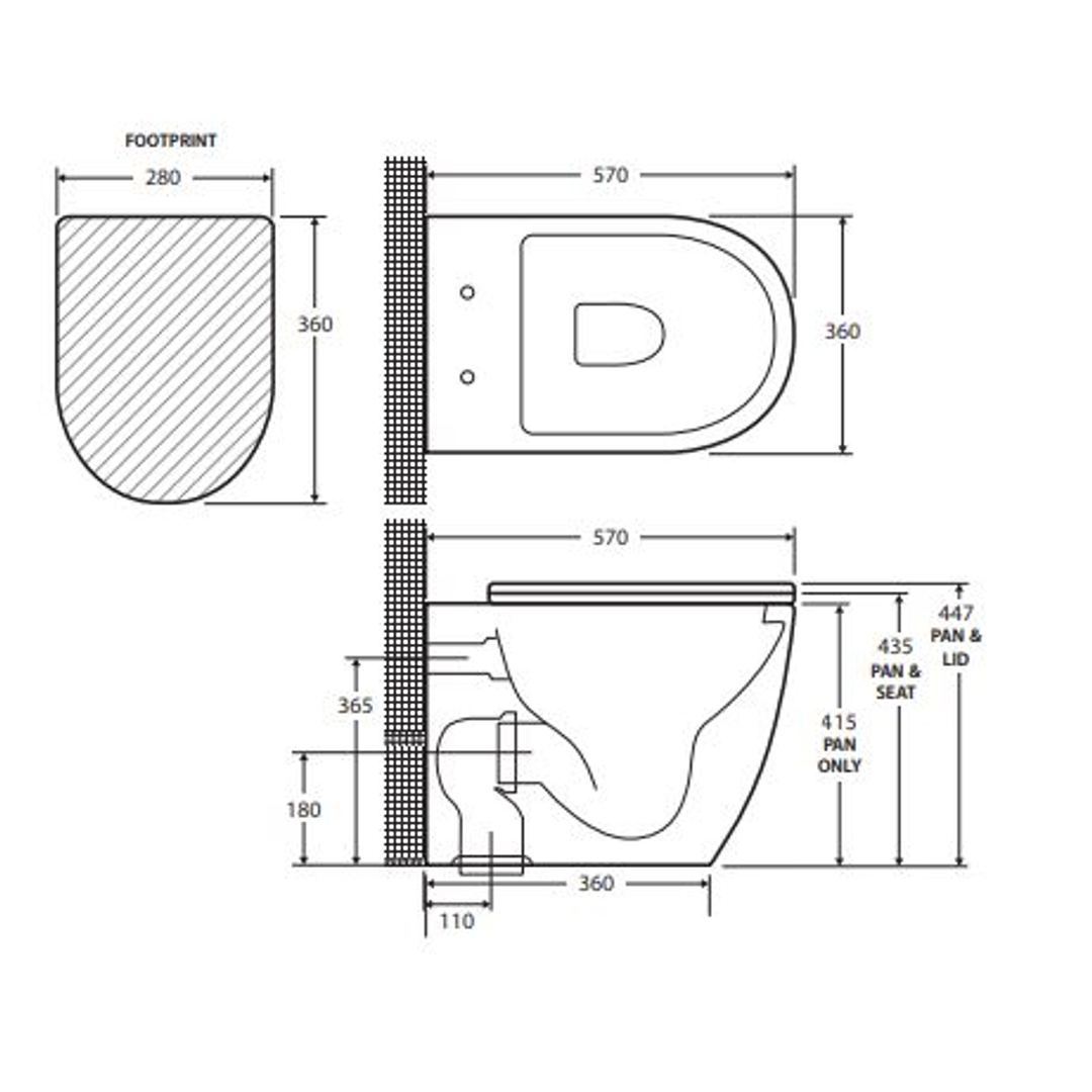 Aspire Urban II Wf Inwall Suite Round C/P Button Cistern Seat &amp; Pan