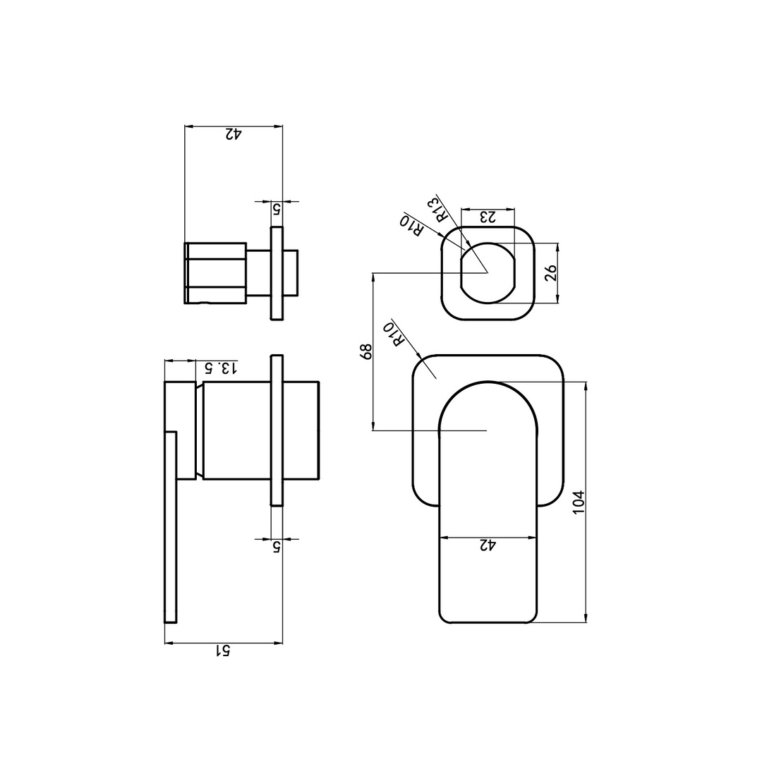 Aspire Nuovo Shower/Bath Mixer Diverter (Separate Plate) Chrome