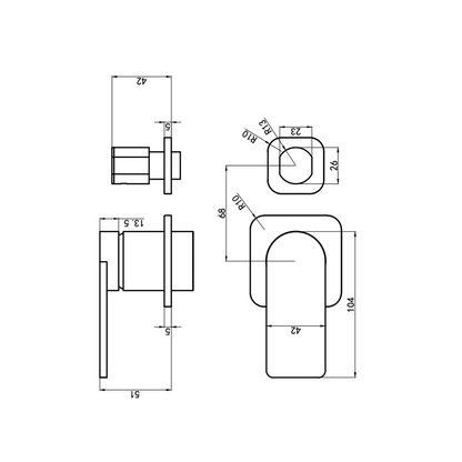 Aspire Nuovo Shower/Bath Mixer Diverter (Separate Plate) Chrome