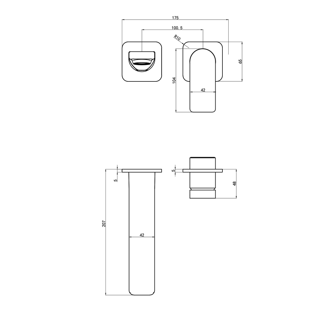 Aspire Nuovo Wall Basin/Bath Mixer (Separate Plate) Chrome