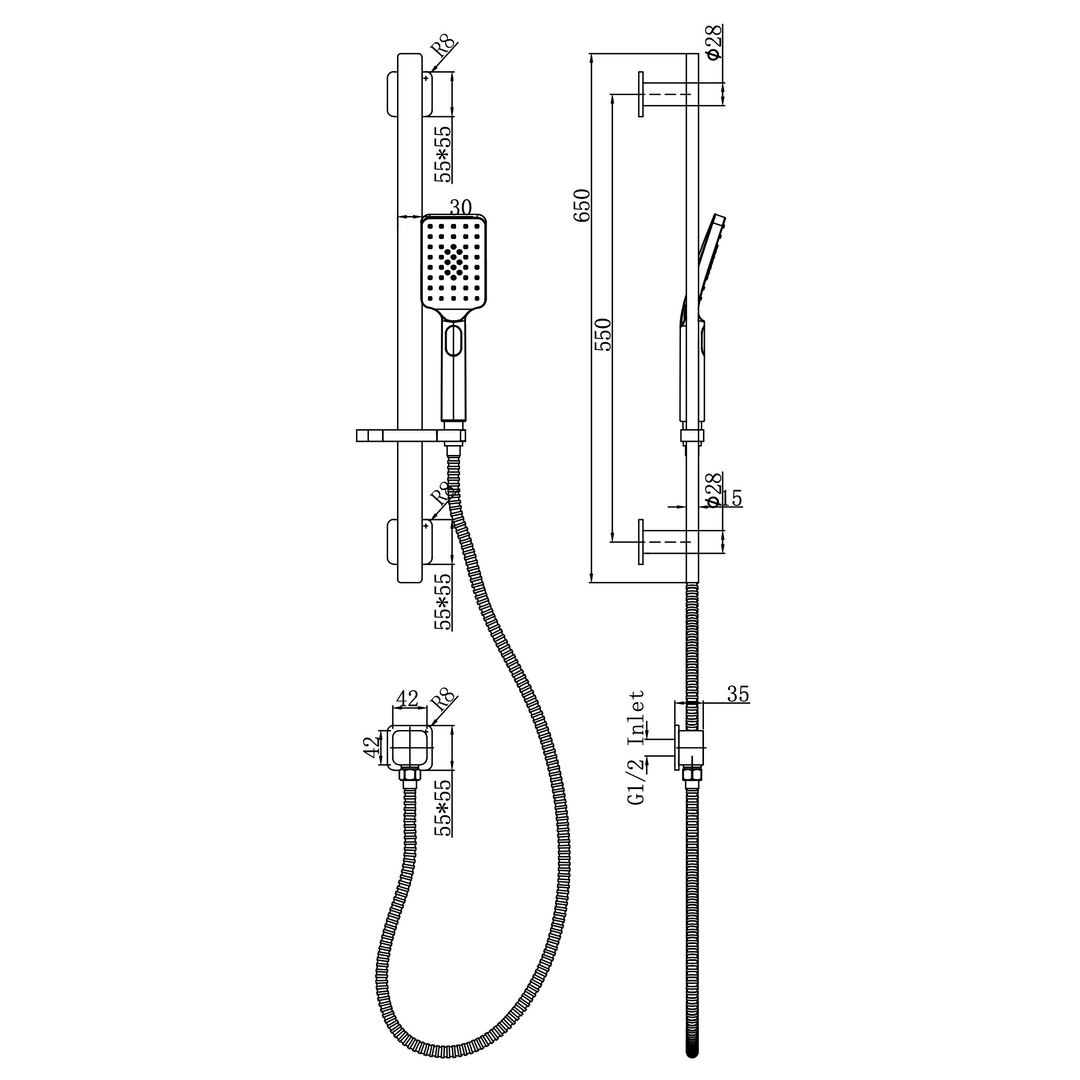 Aspire Nuovo Rail Shower Brushed Nickel