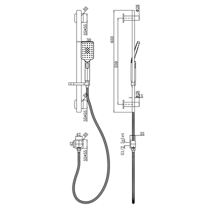Aspire Nuovo Rail Shower Brushed Nickel
