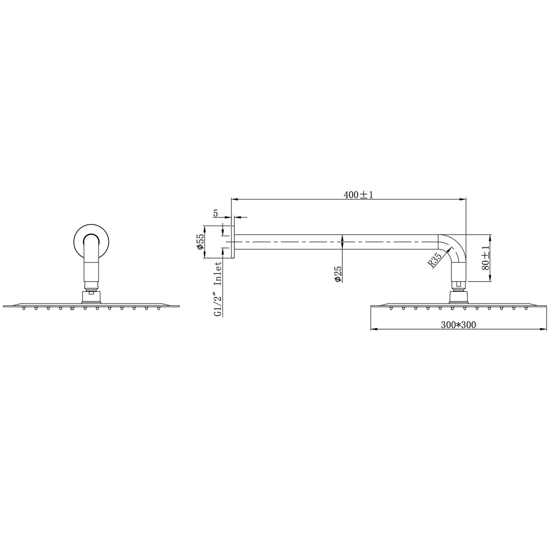 Aspire Nuovo Shower Twinner 300Mm Head Brushed Nickel