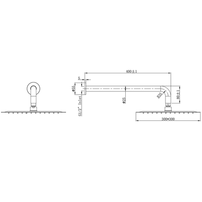 Aspire Nuovo Shower Twinner 300Mm Head Chrome