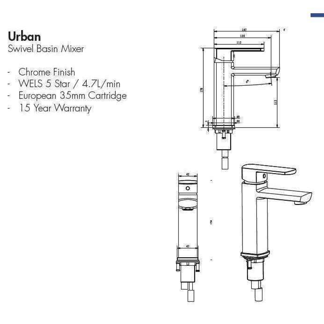 Aspire Urban Basin Mixer Chrome