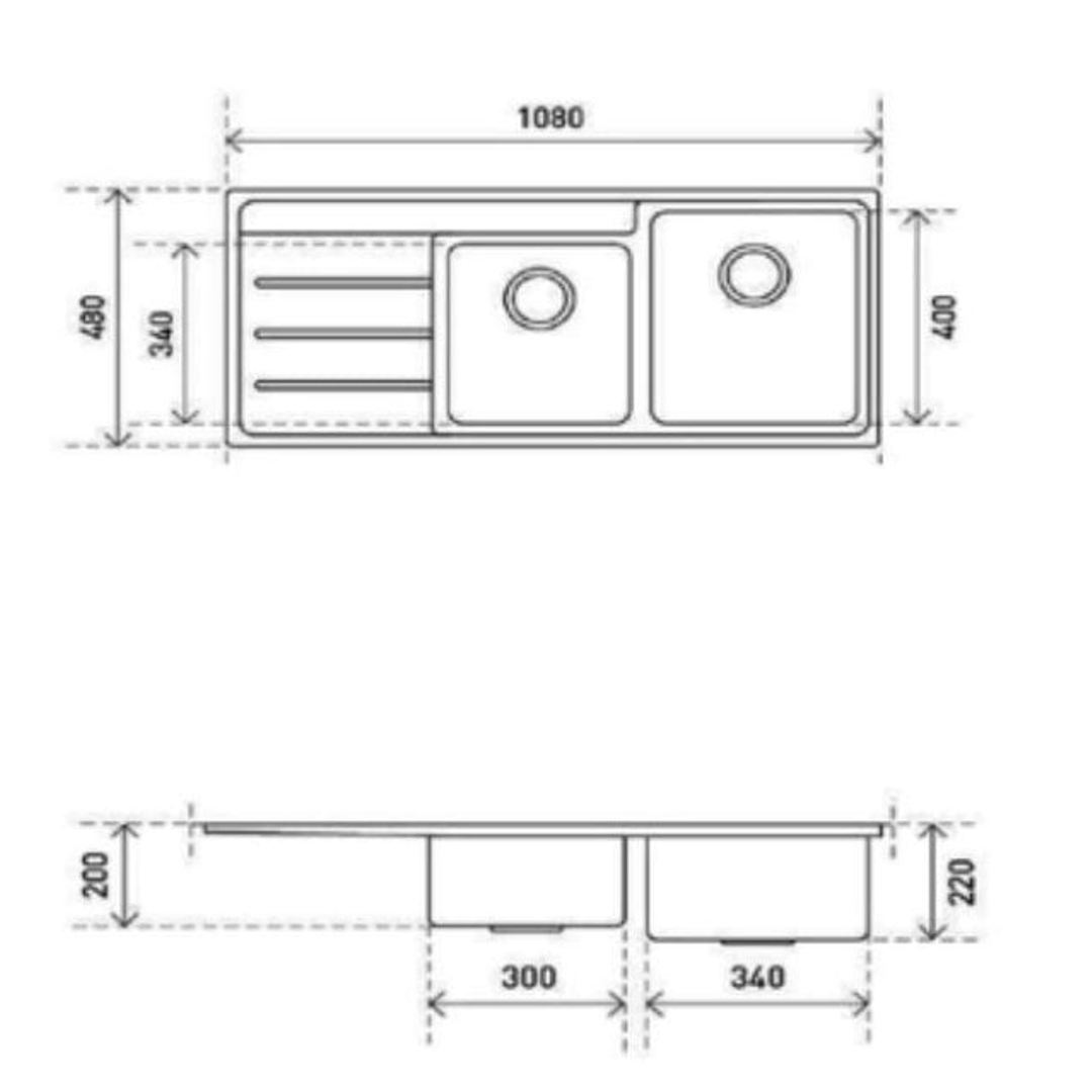 Aspire Unity 1&amp;3/4 Lh Bowl 1080 X 480 S/Steel Sink