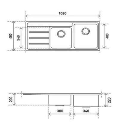 Aspire Unity 1&amp;3/4 Lh Bowl 1080 X 480 S/Steel Sink