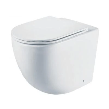 Aspire Urban II Wf Inwall Suite Round White &amp; Gold Button Cistern Seat &amp; Pan