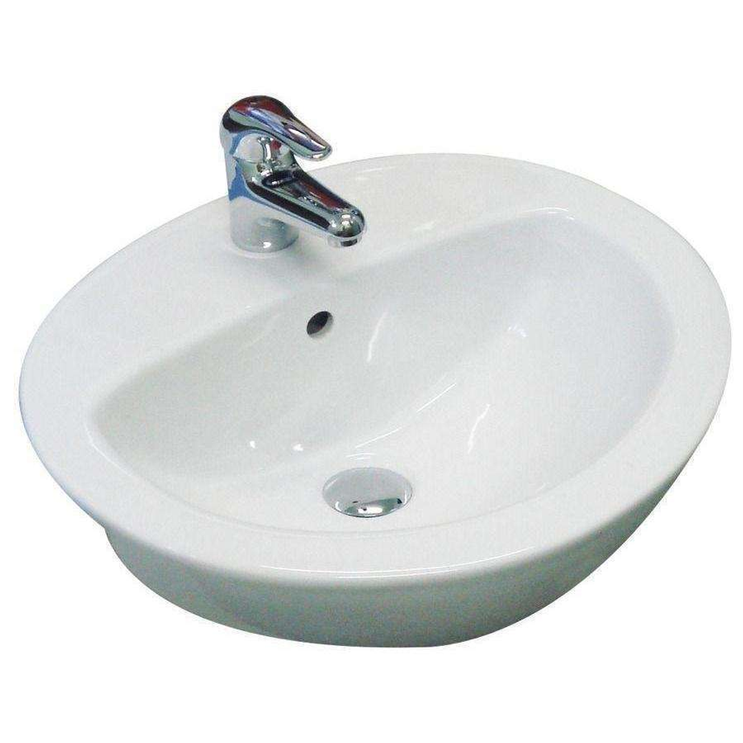 Aspire Unity Semi-Recess Round Basin 500X445 1 Tap Hole White