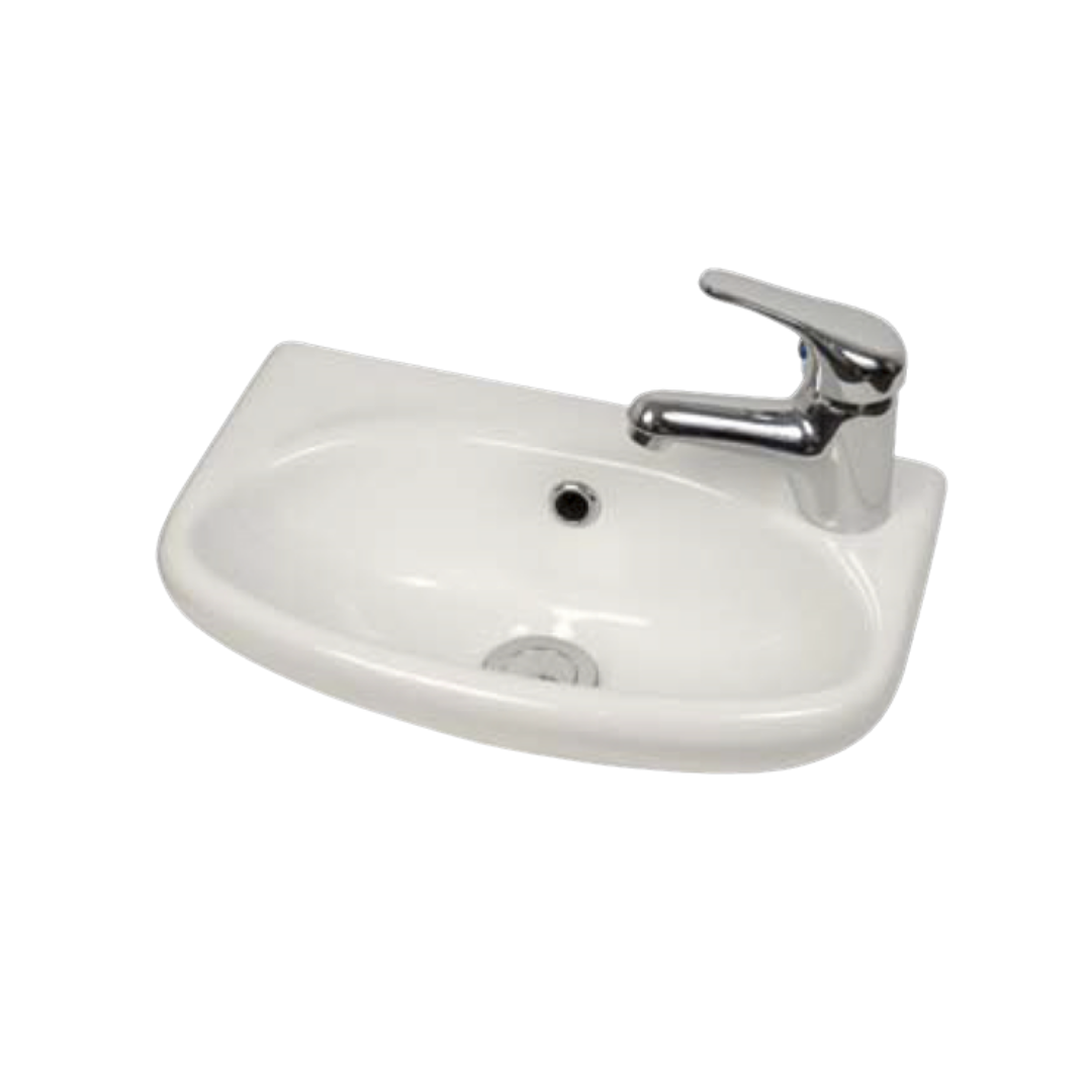Aspire Unity Compact Wall Hung Basin 383X248 1 Tap Hole Rhs White