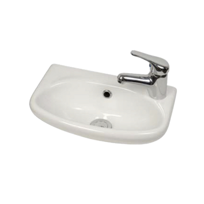 Aspire Unity Compact Wall Hung Basin 383X248 1 Tap Hole Rhs White