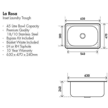 Aspire La Rosa 45 Litre Inset Laundry Tub